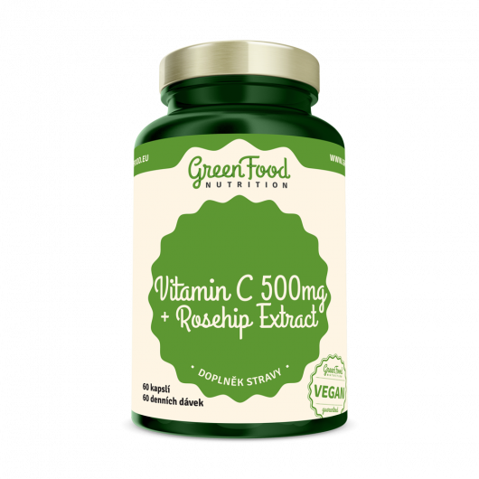 Vitamin C 500 + Extrakt ze šípků 60 kapslí  - GreenFood