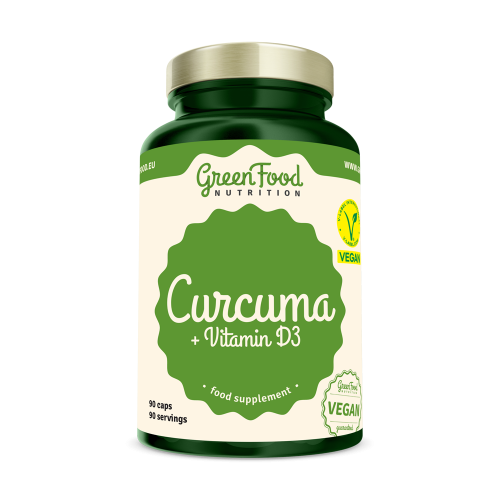Curcuma + Vitamín D3 90 kapslí - GreenFood