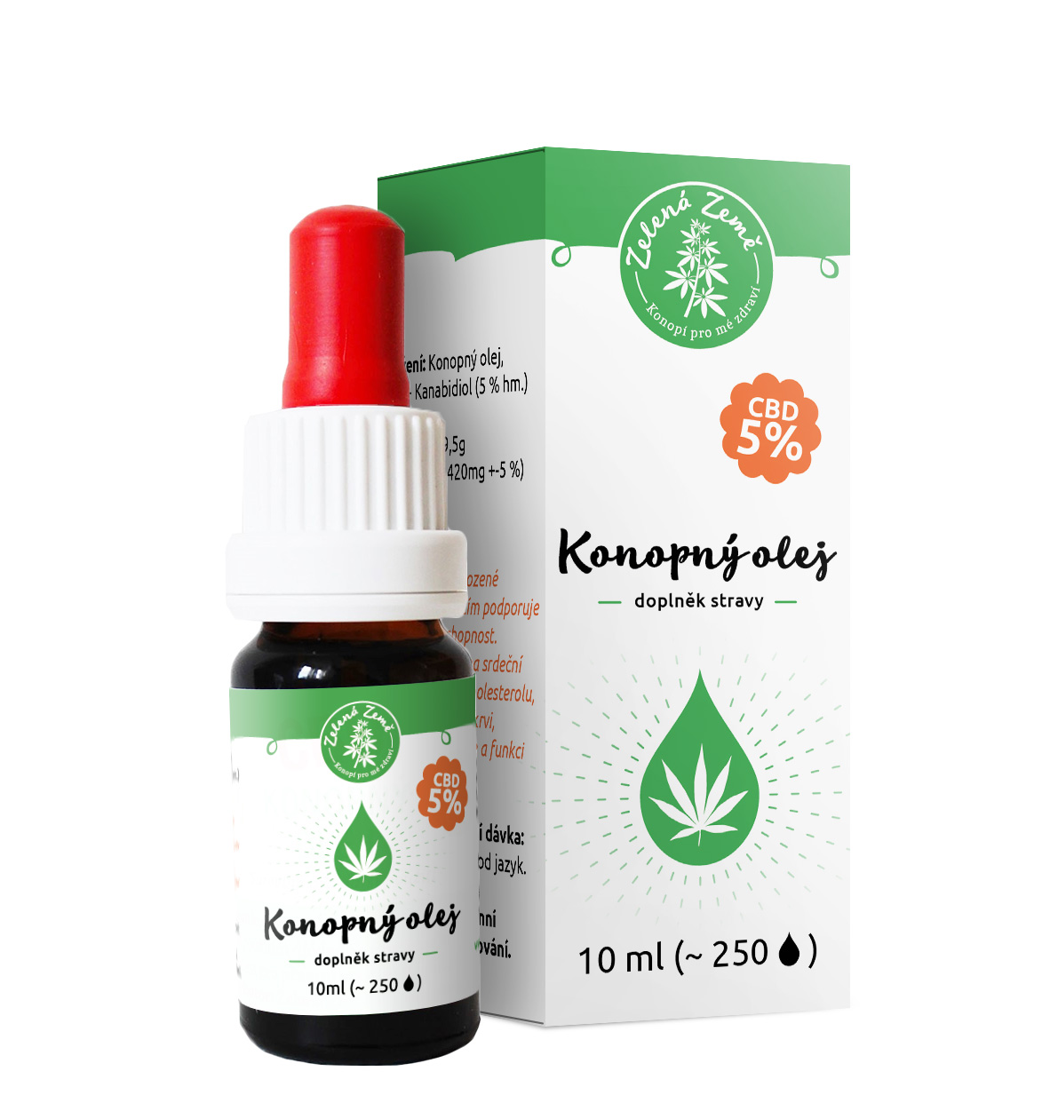 CBD Konopný olej 5% 10 ml - Zelená Země