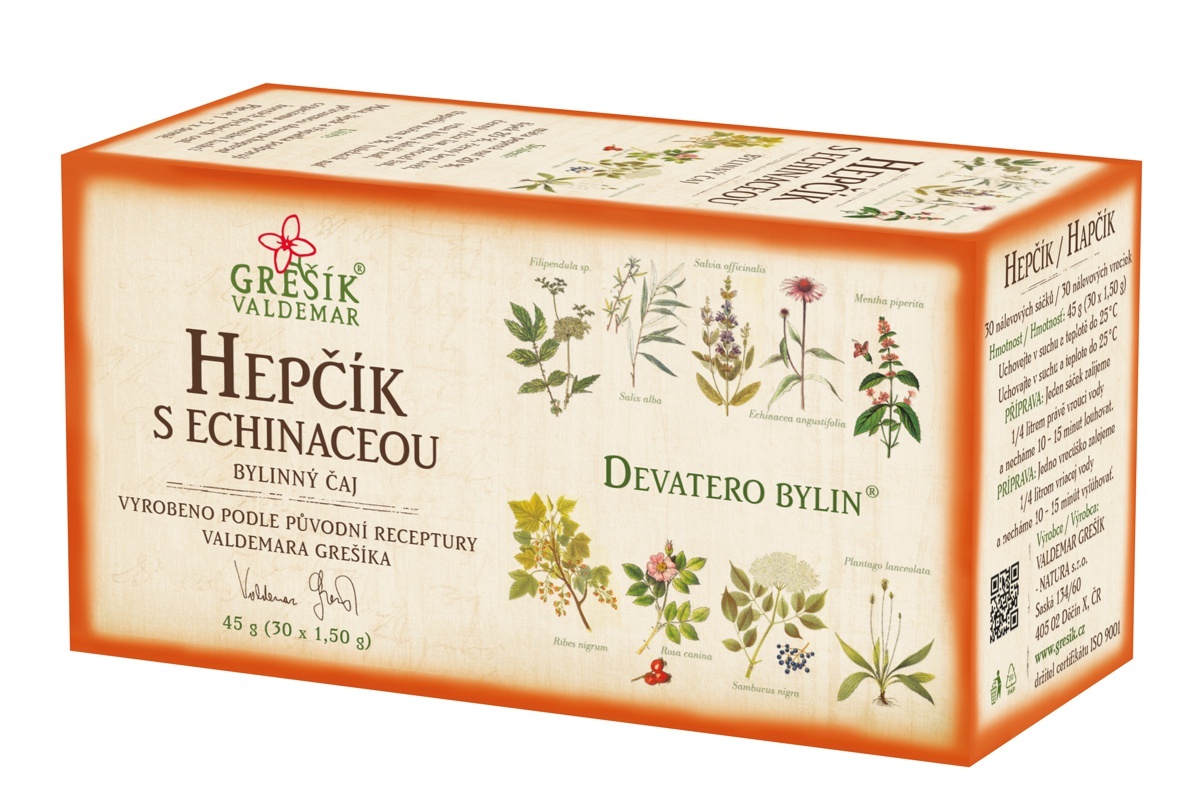 Hepčík s echinaceou Devatero bylin porcovaný 30x1,5g - Grešík