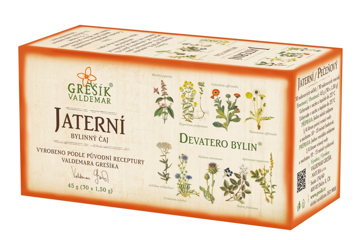 Jaterní Devatero bylin porcovaný 30x1,5g - Grešík