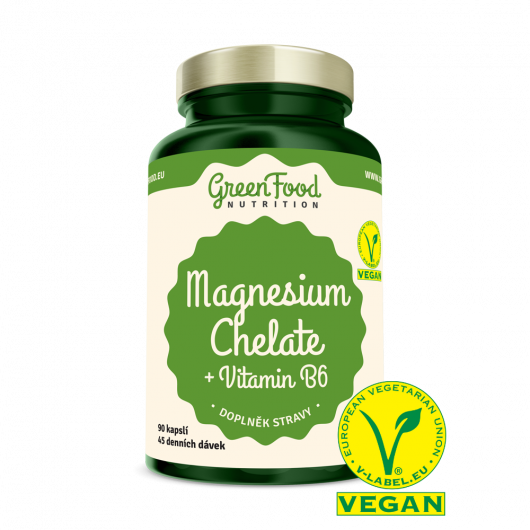 Magnesium Chelát + Vitamin B6 90 kapslí - GreenFood