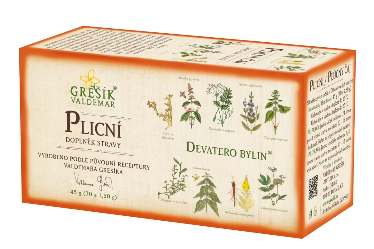 Plicní Devatero bylin porcovaný 30x1,5g - Grešík