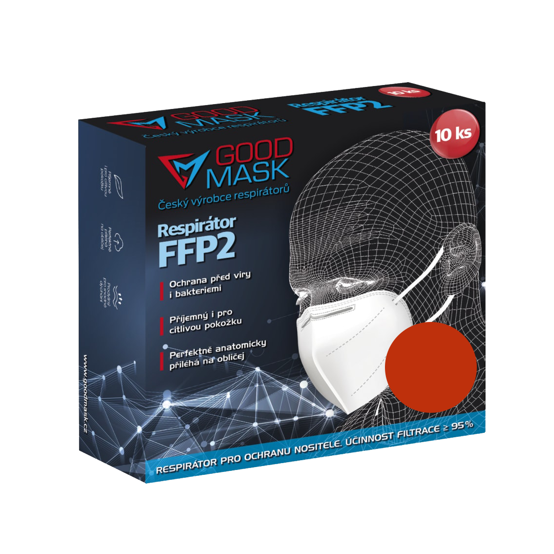 Respirátor FFP2 oranžový 10 ks - GOOD MASK