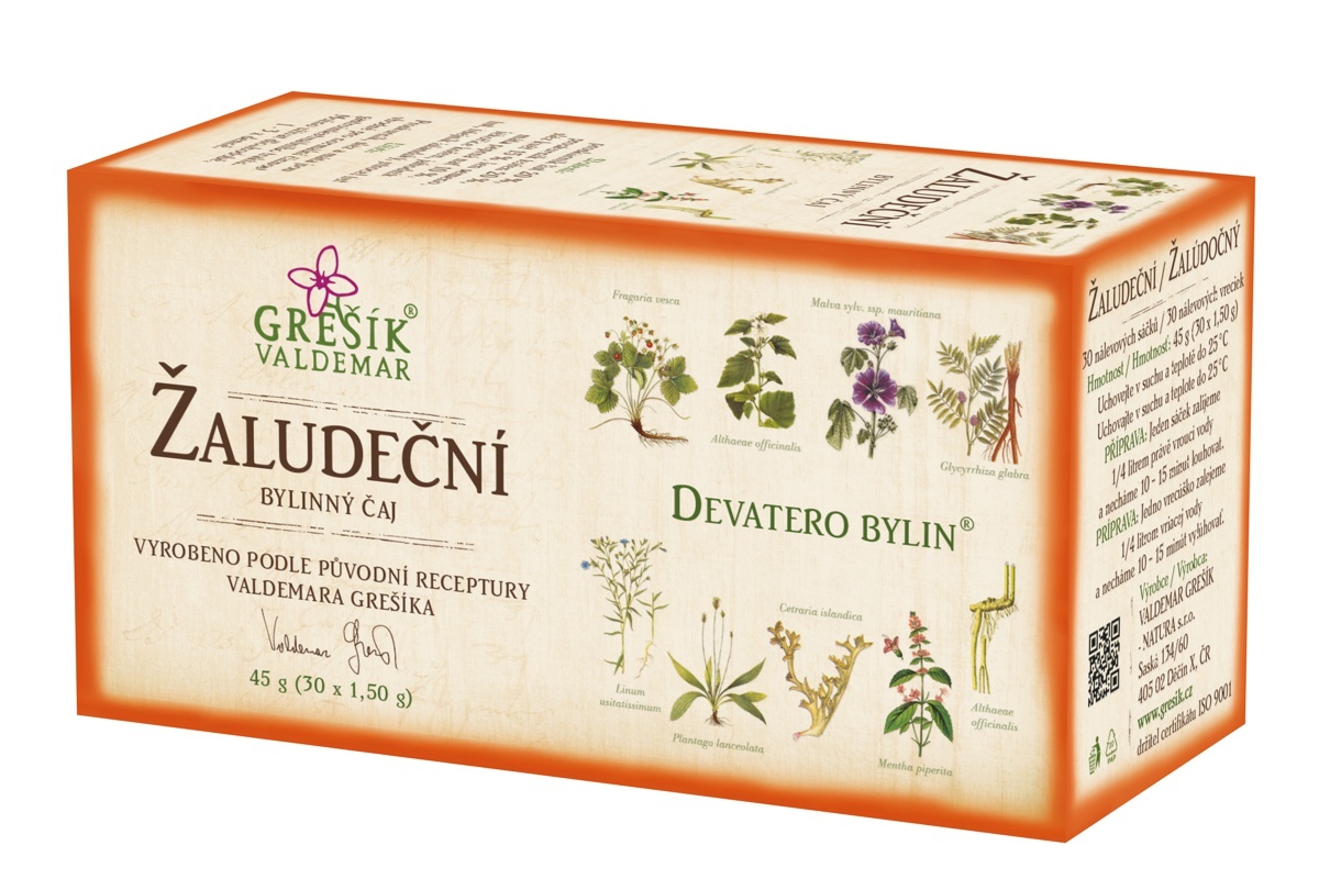 Žaludeční Devatero bylin porcovaný 30x1,5g - Grešík
