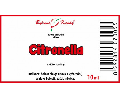 Citronella 100 % přírodní silice (směs éterických) olejů 10 ml - Bylinné Kapky