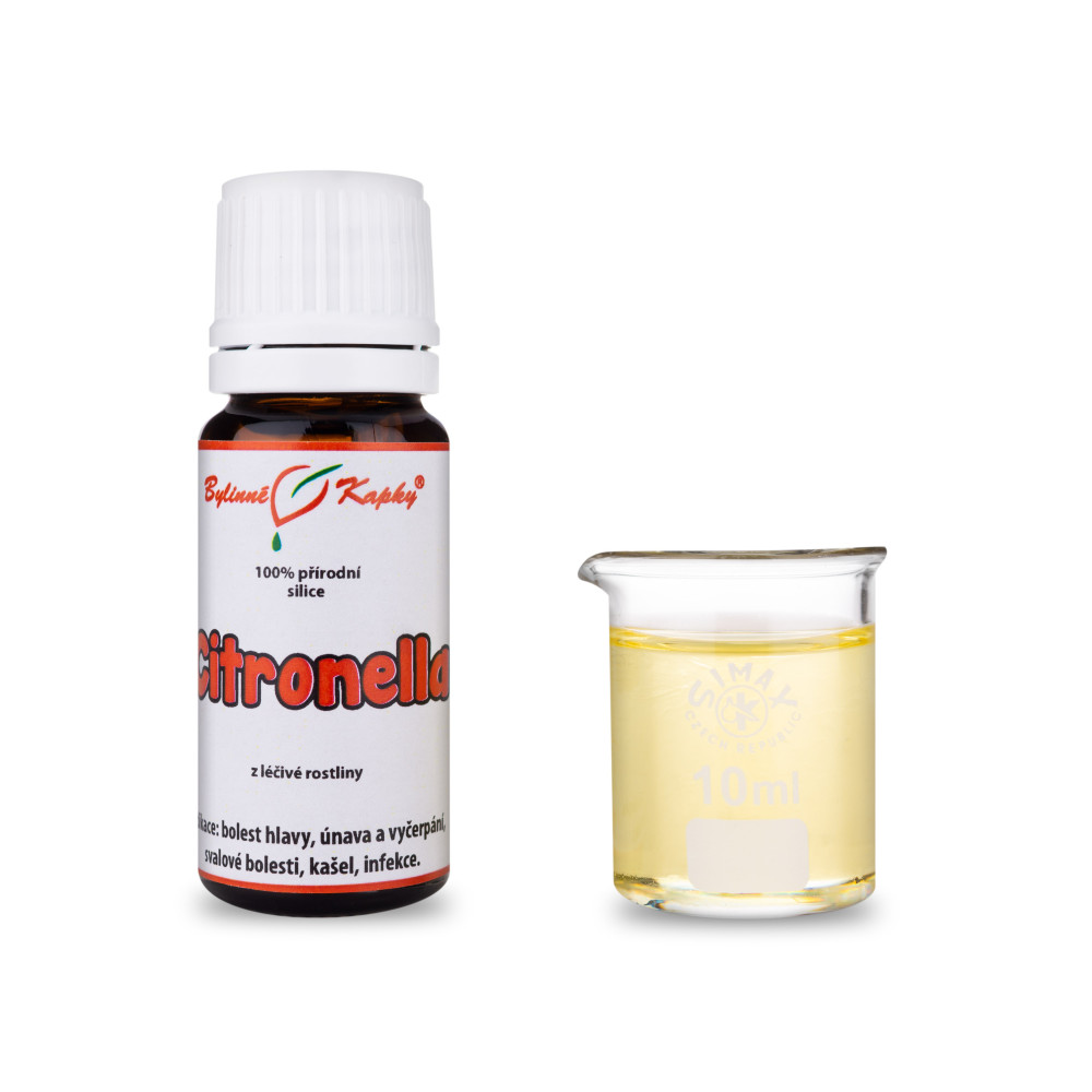 Citronella 100 % přírodní silice (směs éterických) olejů 10 ml - Bylinné Kapky