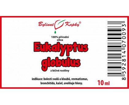 Eukalyptus globulus 100 % silice (směs éterických) olejů 10 ml - Bylinné Kapky