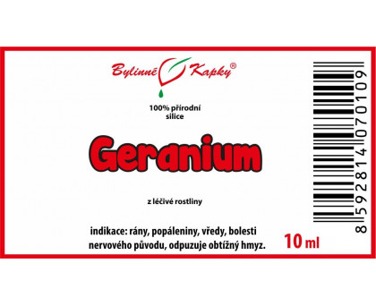 Geranium 100 % přírodní silice (směs éterických) olejů 10 ml - Bylinné Kapky