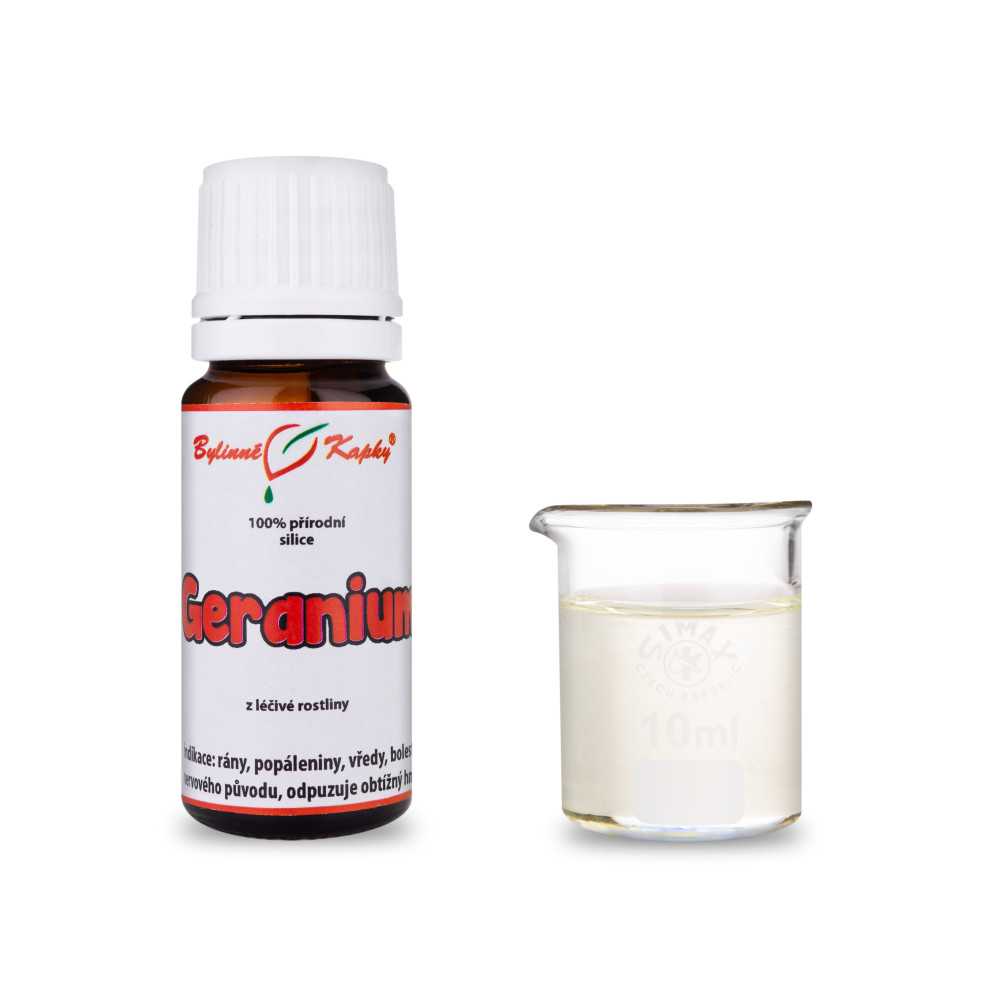 Geranium 100 % přírodní silice (směs éterických) olejů 10 ml - Bylinné Kapky