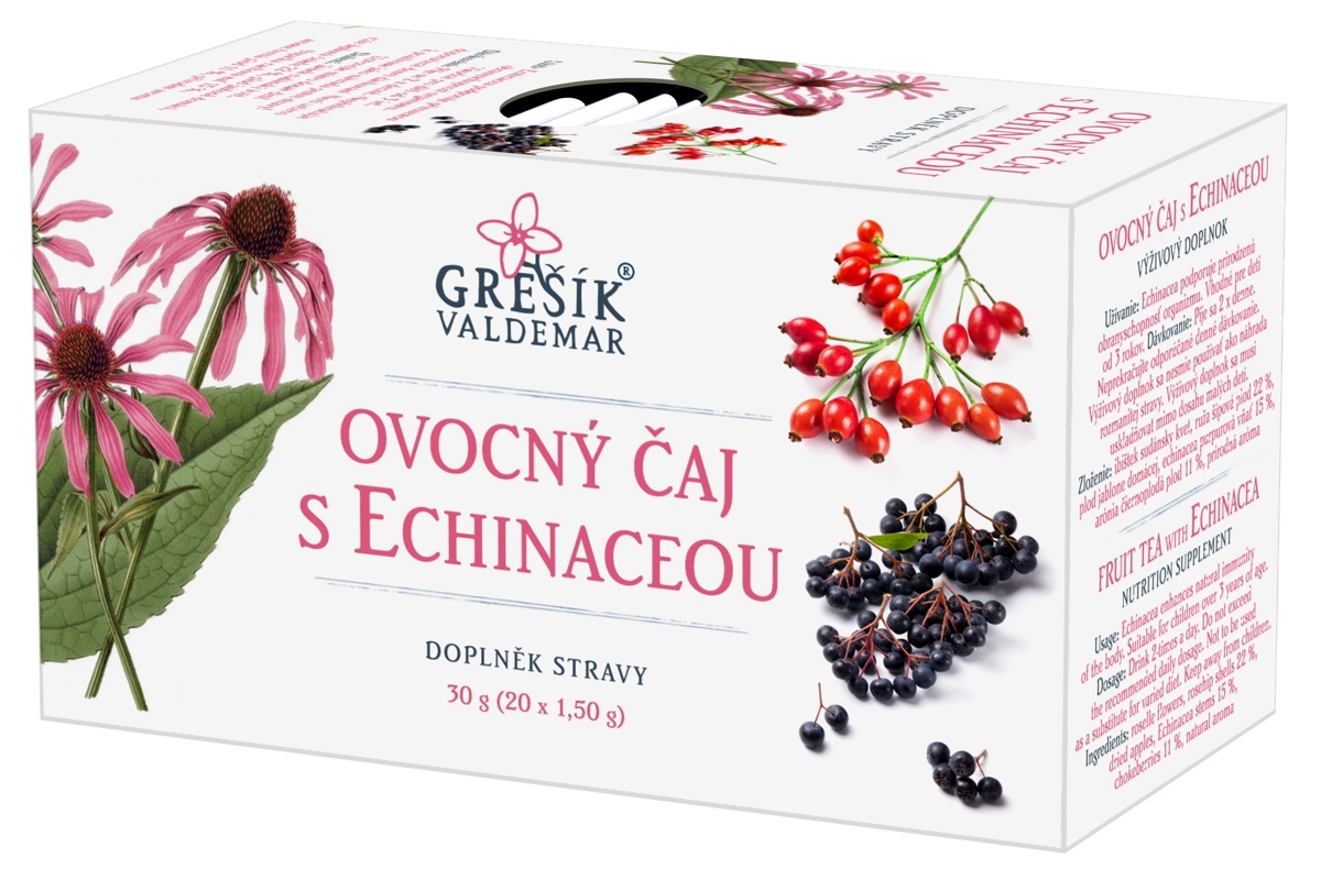 Ovocný čaj s echinaceou n.s. s přebalem 20 x 1,5 g - Grešík