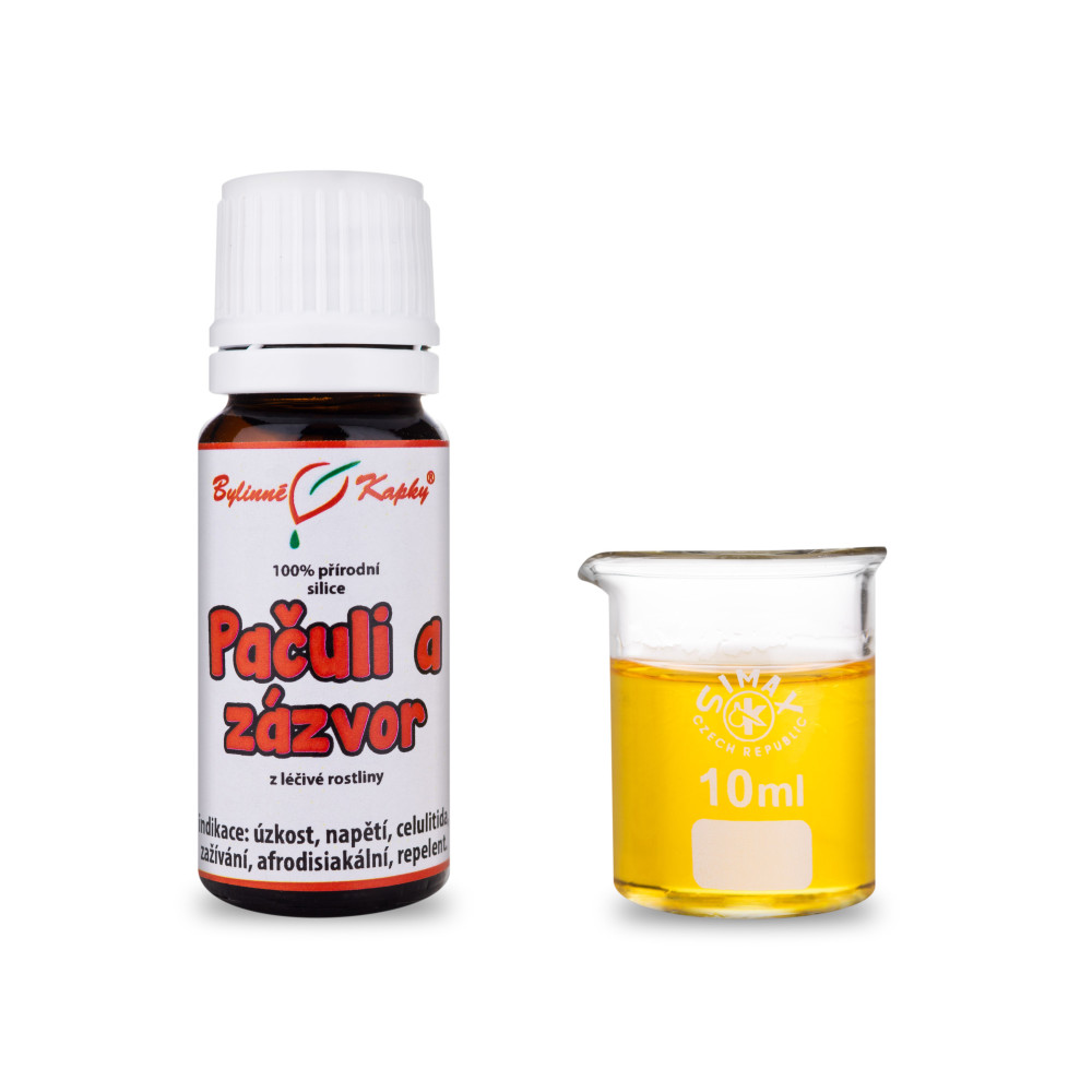 Pačuli a Zázvor - přírodní silice (směs éterických) olejů 10 ml - Bylinné Kapky