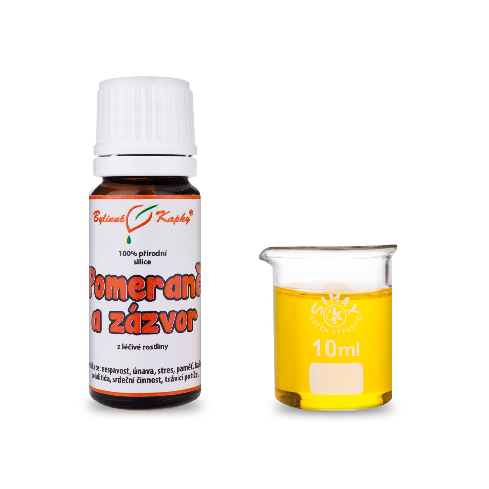 Zázvor-Pomeranč přírodní silice (směs éterických) olejů 10 ml - Bylinné Kapky
