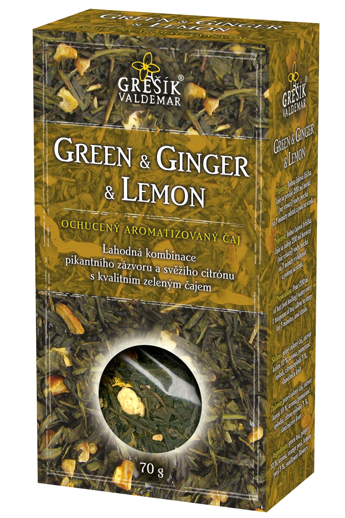 Green & Ginger & Lemon zelený sypaný čaj 70g - Grešík