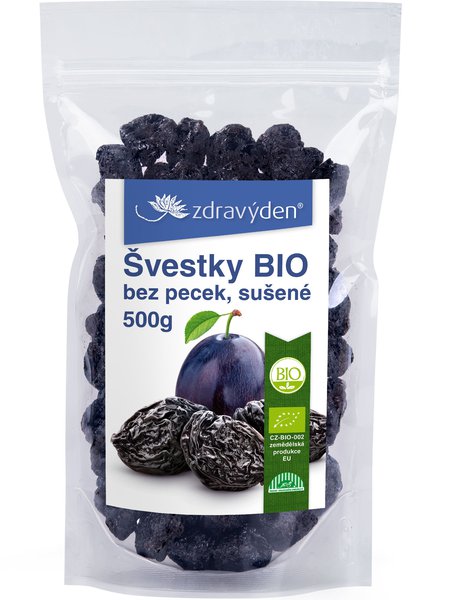 Švestky BIO bez pecek sušené 500g - Zdravý den