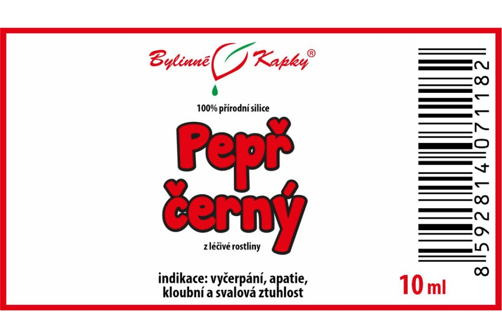 Pepř černý - 100% přírodní silice 10 ml - Bylinné Kapky