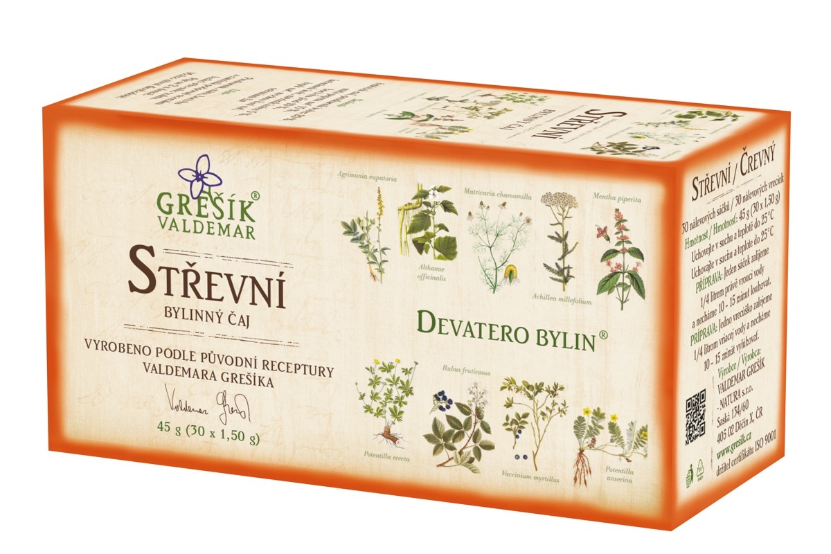 Střevní Devatero bylin porcovaný 30x1,5g - Grešík